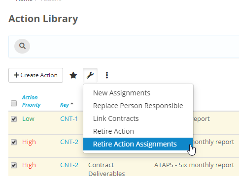 Retiring Action & Action Assignments – Folio Help Centre