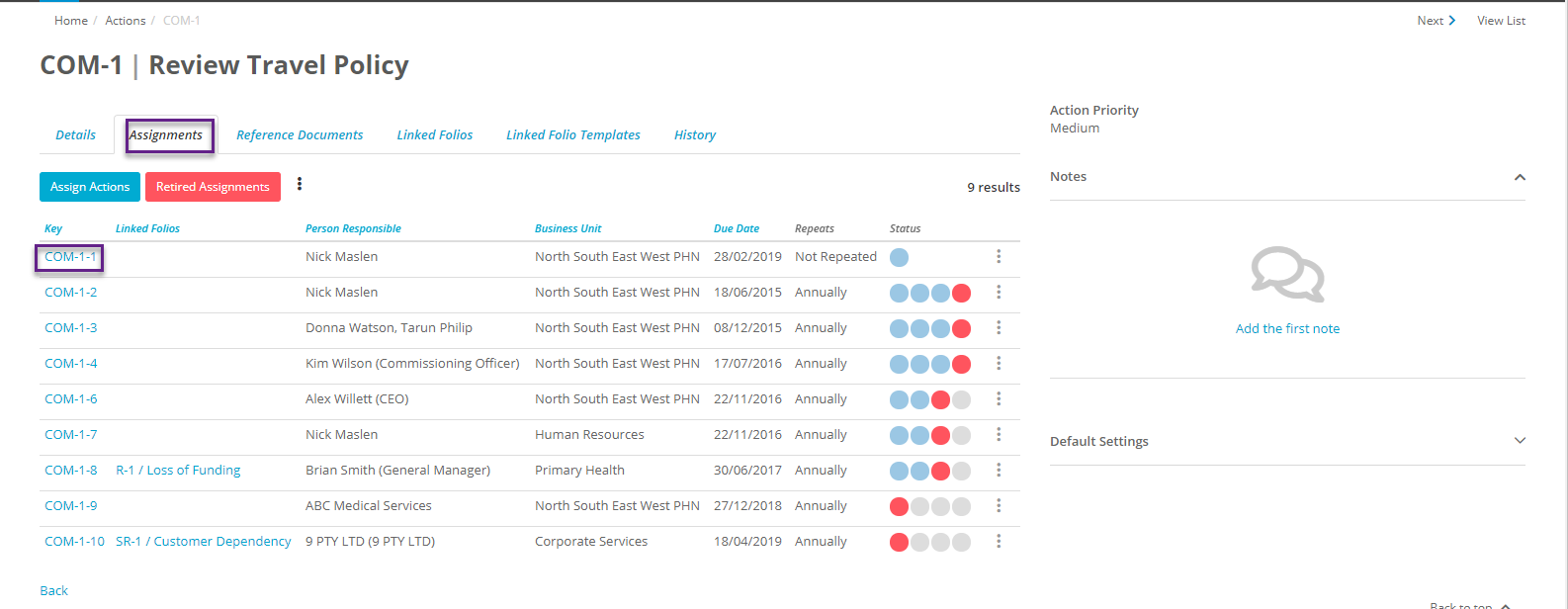 How do I link an existing action assignment to a Folio? – Folio Help Centre
