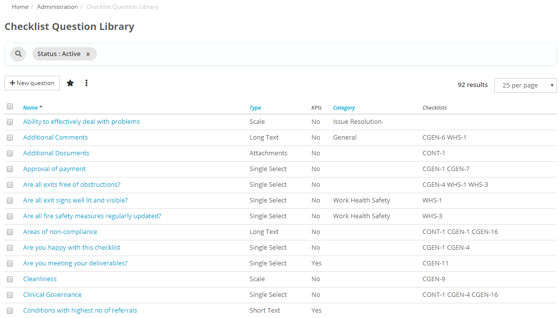 What is the Checklist Question Library? Folio Help Centre