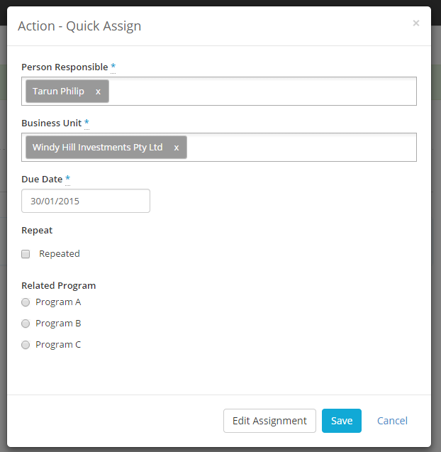 Creating an action arising out of a checklist – Folio Help Centre