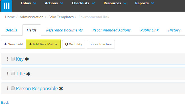 Creating a risk template – Folio Help Centre